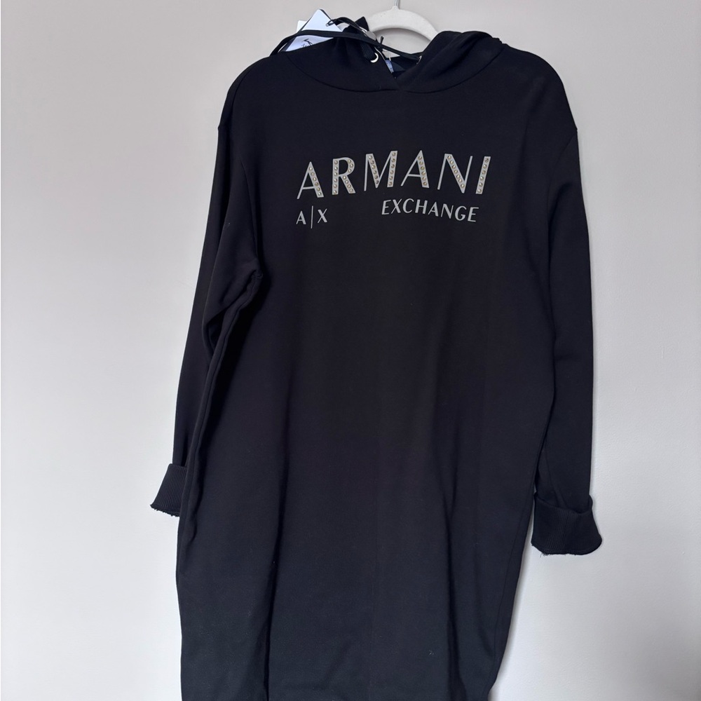 NWT Armani Exchange Black Hoodie Dress